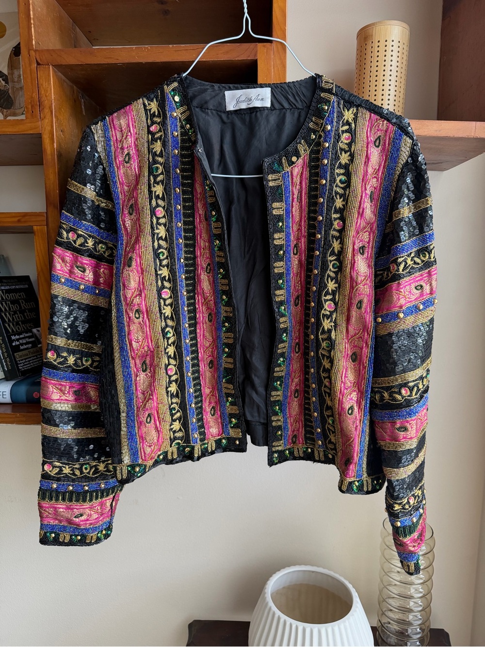 Vintage Silk Beaded Sequin Jacquard Blazer Jacket